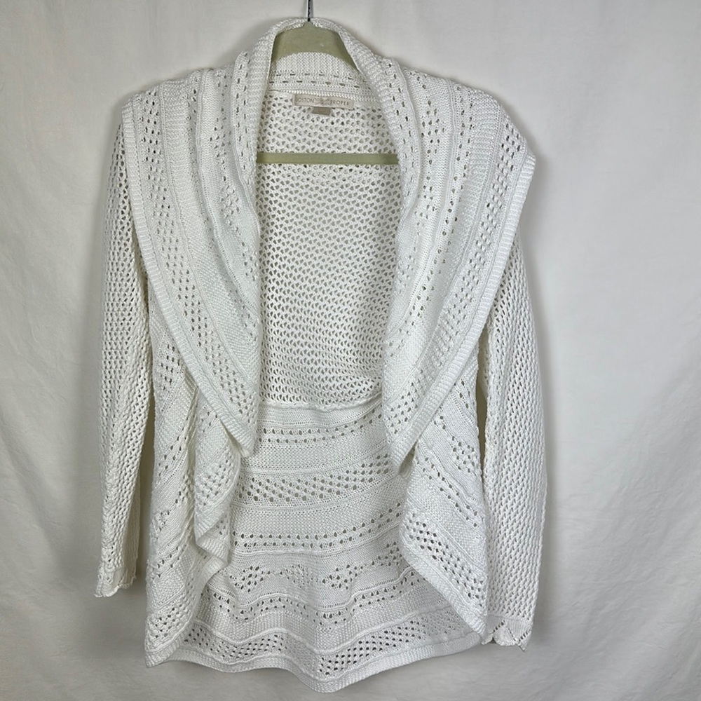 Boston Proper pretty white shawl collar cardigan, size S